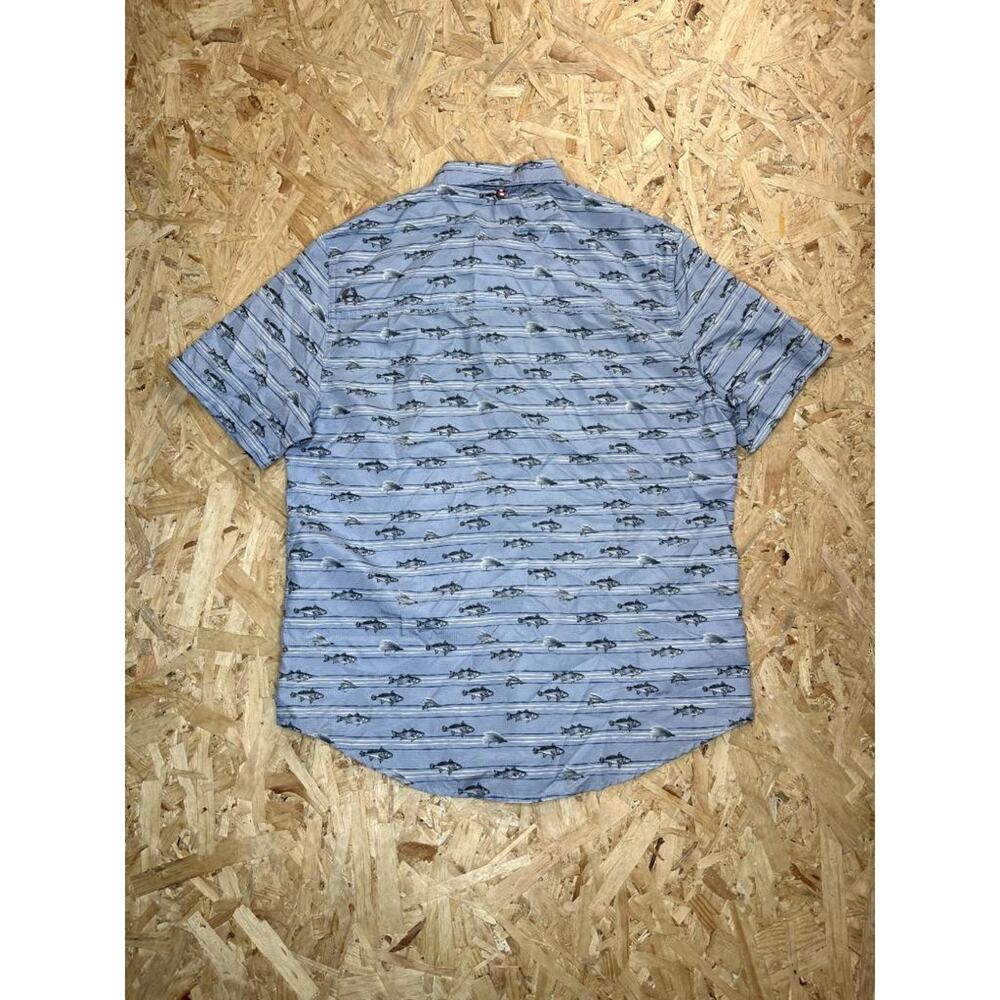 The American Outdoorsman Fishing Shirt Mens Large Blue Fish Print Short Sleeve - Picture 9 of 14